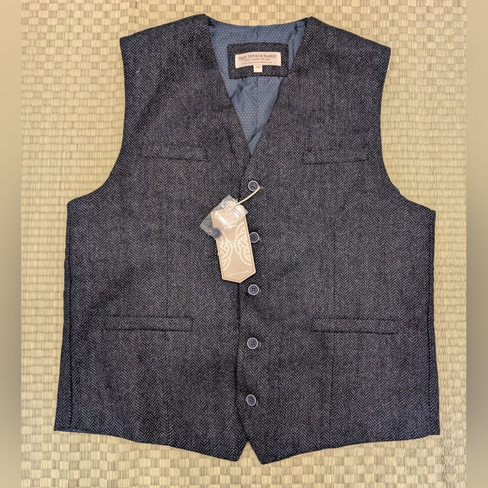 Men's Gray Herringbone Vest